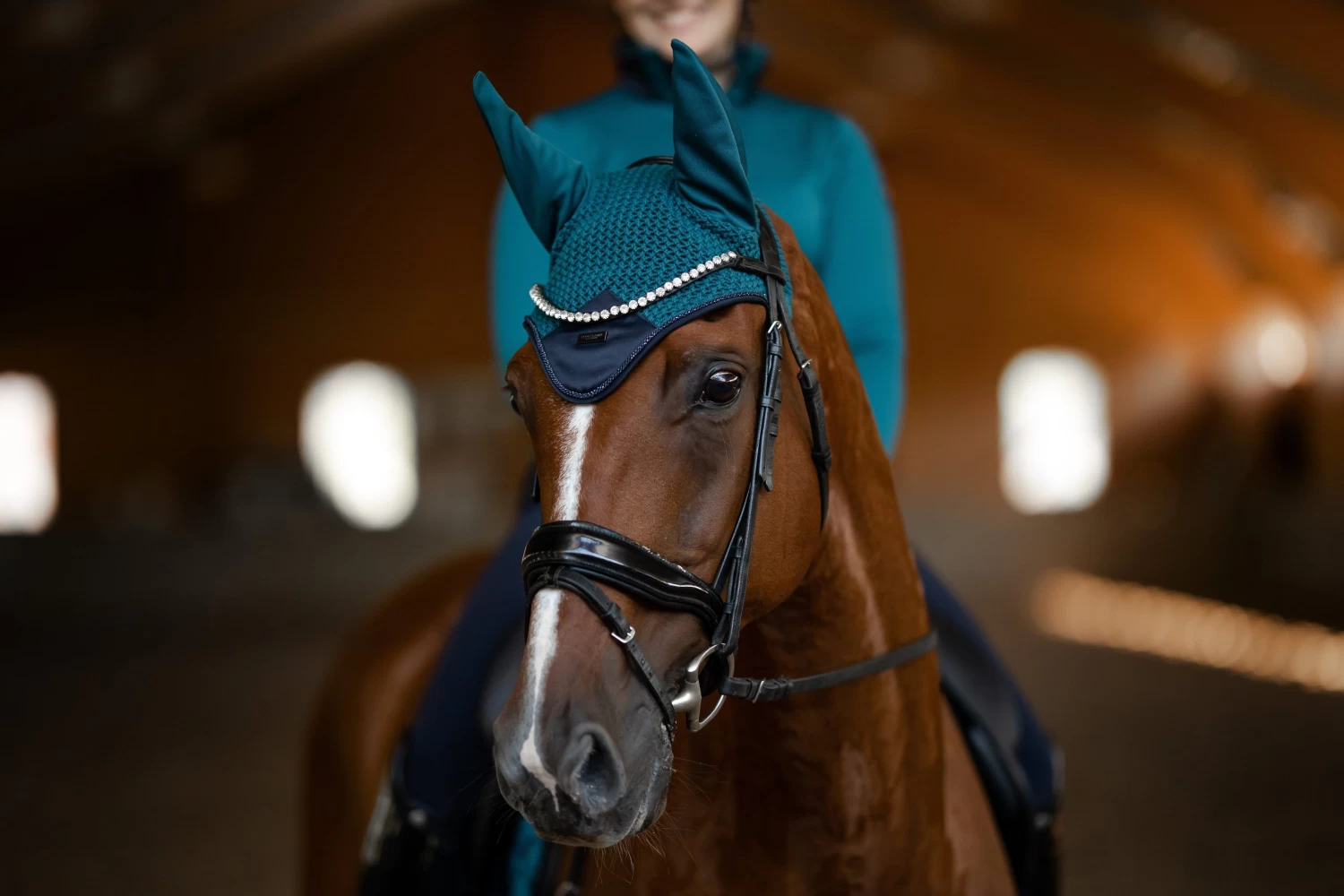 Equestrian Stockholm Ear Bonnet Aurora Blues 2 Equestrian Stockholm Ear Bonnet Aurora Blues - Image 2