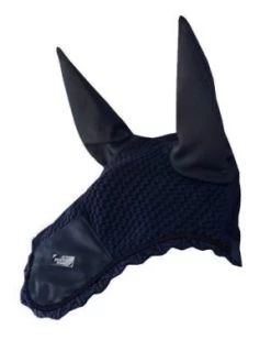 Equestrian Stockholm Padded Ear Bonnet Navy Silver
