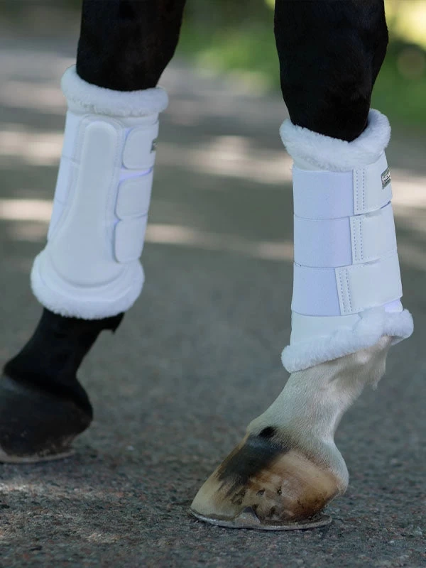 Equestrian Stockholm Fleece Brushing Boots White Silver 2 Equestrian Stockholm Fleece Brushing Boots White Silver - Image 2
